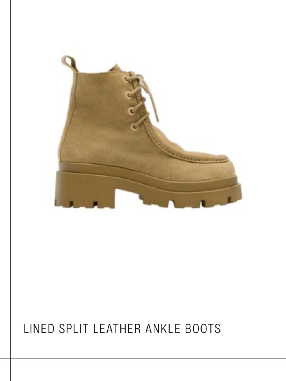 Zara Chunky Lug Lace-Up Ankle Boots - Tan